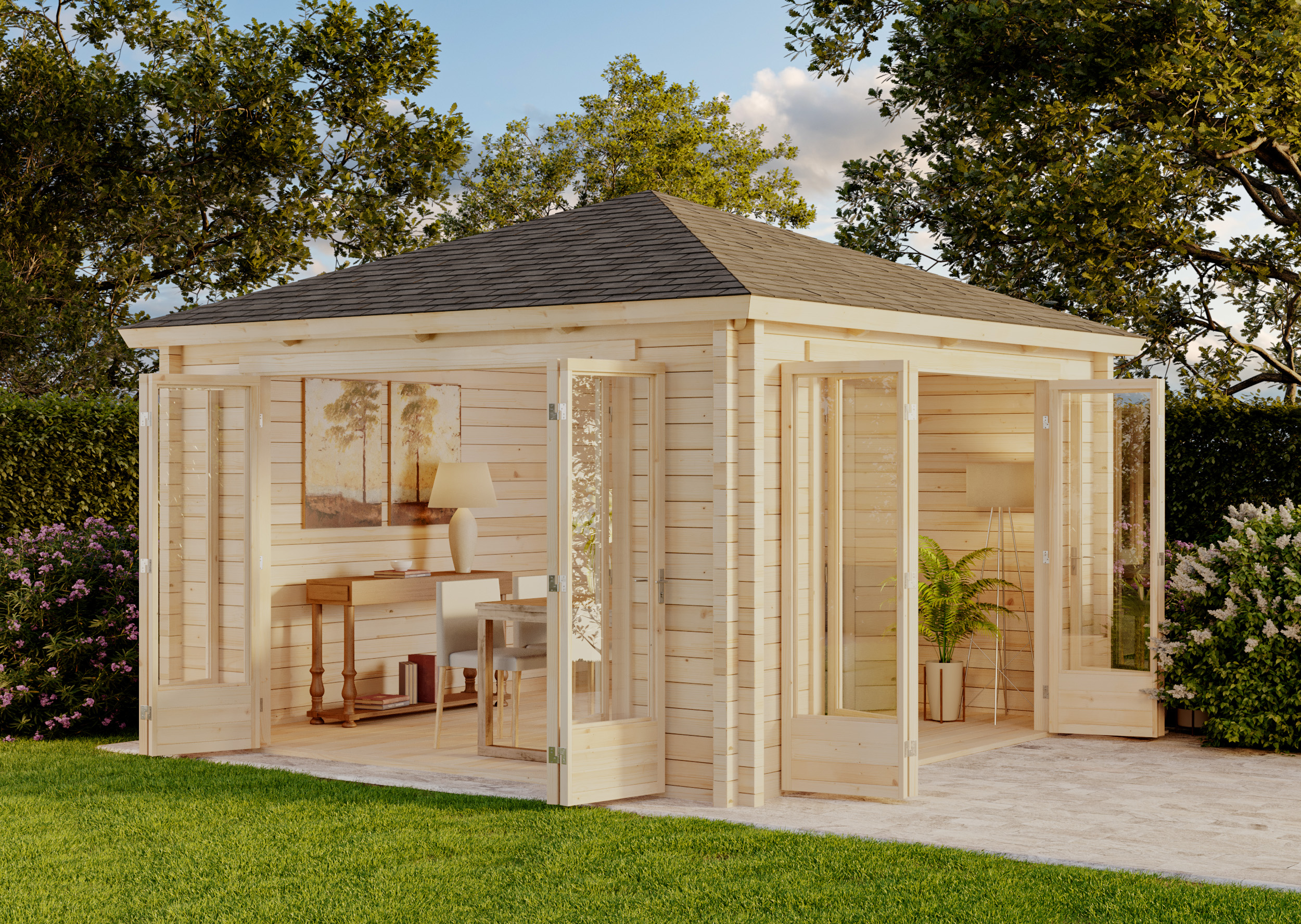 16% Rabatt! Gartenhaus Sunshine mit großer Falttür | 4x4m Unkategorisiert online kaufen