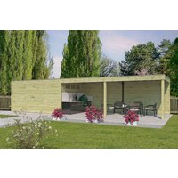 26% Rabatt! Gartenhaus Modell QB-Line 12,60 m² + 600 cm Anbau Unkategorisiert online kaufen