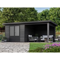 28% Rabatt! WPC Gartenhaus mit Terrasse in Anthrazit - Modell | 4x2m Unkategorisiert online kaufen