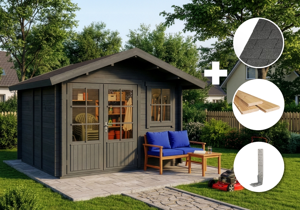 7% Rabatt! ECO Set - Gartenhaus Palermo - grau | 3x3m Unkategorisiert online kaufen 7% Rabatt! ECO Set - Gartenhaus Palermo - grau | 3x3m Unkategorisiert online kaufen