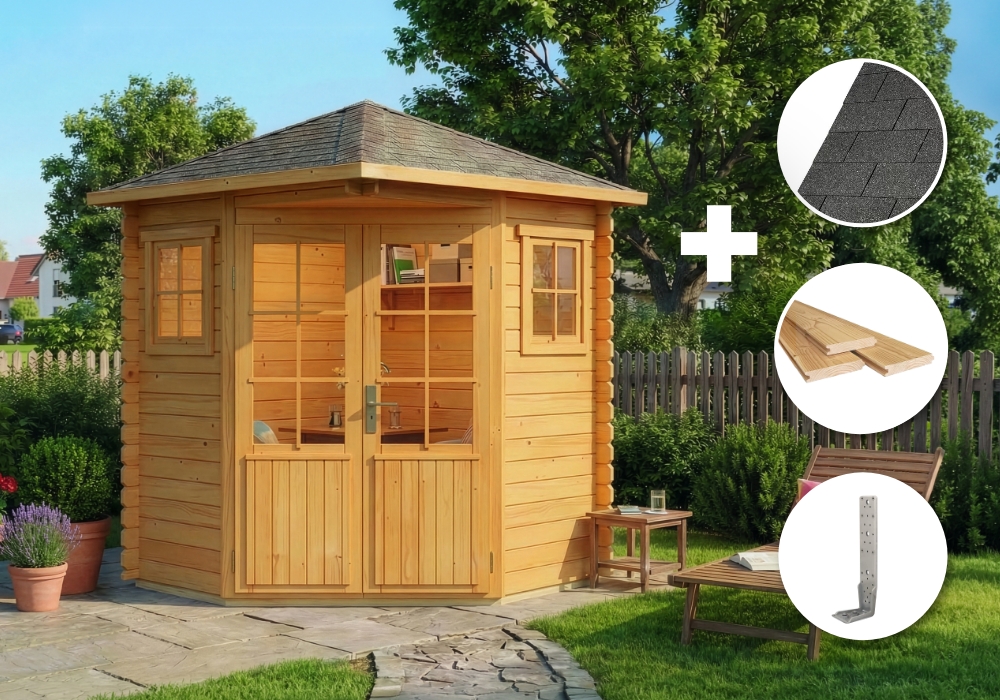 8% Rabatt! ECO Set - 5-Eck Gartenhaus Sunny A - imprägniert | 2x2m Unkategorisiert online kaufen