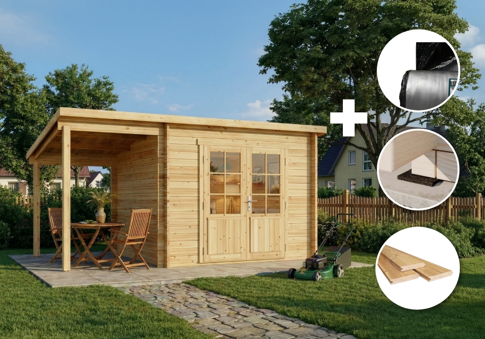 9% Rabatt! ECO Set - Pultdach Gartenhaus Maria mit Schleppdach | 5x3m Unkategorisiert online kaufen 9% Rabatt! ECO Set - Pultdach Gartenhaus Maria mit Schleppdach | 5x3m Unkategorisiert online kaufen
